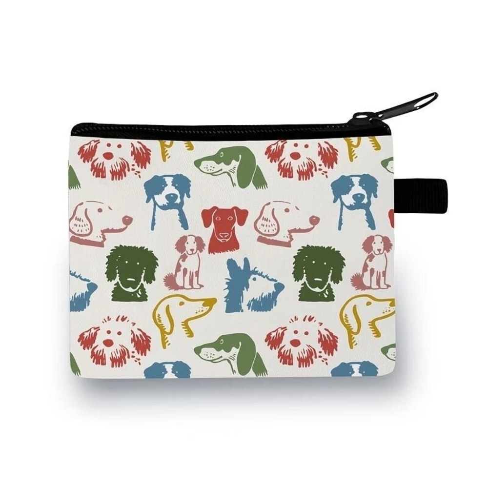 Dog Print Zipper‎ Pouch Colorful Dog Breeds Coin Purse Small Makeup Bag